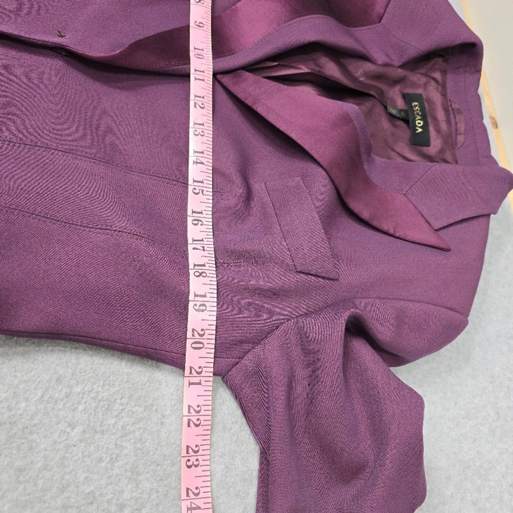 Escada Women Wool Silk Wool Blend Blazer Jacket Purple Size 42 L Office *Flaws - Picture 12 of 16
